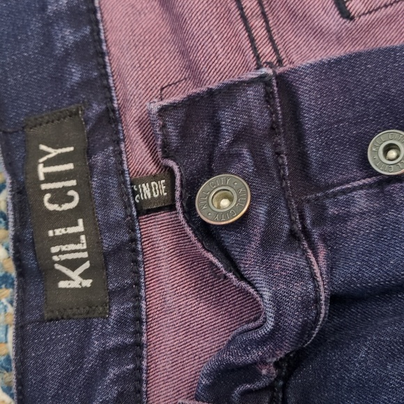 Kill City Purple Dyed Denim Jeans Indie Style - Picture 7 of 15